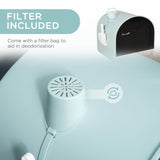 Covered Cat Litter Box with Odor Filter - Complete Privacy Kit with Tray, Scoop & Mat | Green Hooded Litter House - Marcapon