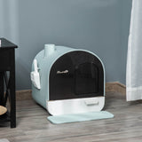 Covered Cat Litter Box with Odor Filter - Complete Privacy Kit with Tray, Scoop & Mat | Green Hooded Litter House - Marcapon