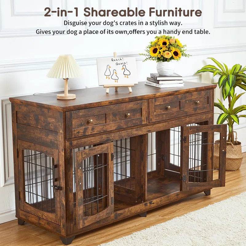 Dog Crate Furniture with Openable Partition - Marcapon