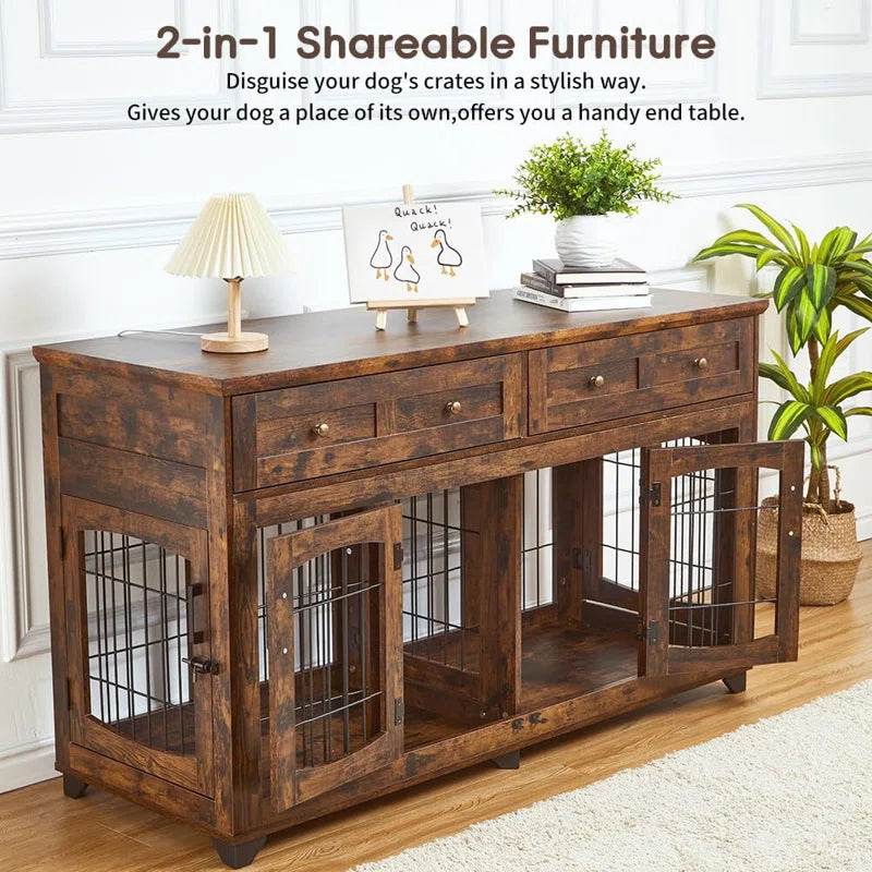 Dog Crate Furniture with Openable Partition - Marcapon