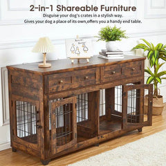 Dog Crate Furniture with Openable Partition - Marcapon