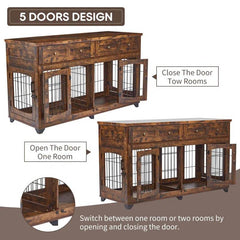 Dog Crate Furniture with Openable Partition - Marcapon