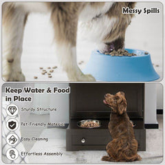 Pet Feeder Station with Stainless Steel Bowls & Storage Cabinet - Elevated Dog Food Station with Pull-Out Drawer | All-in-One Pet Organization