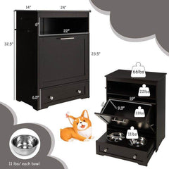 Pet Feeder Station with Stainless Steel Bowls & Storage Cabinet - Elevated Dog Food Station with Pull-Out Drawer | All-in-One Pet Organization