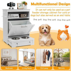Pet Feeder Station with Stainless Steel Bowls & Storage Cabinet - Elevated Dog Food Station with Pull-Out Drawer | All-in-One Pet Organization