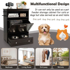 Pet Feeder Station with Stainless Steel Bowls & Storage Cabinet - Elevated Dog Food Station with Pull-Out Drawer | All-in-One Pet Organization