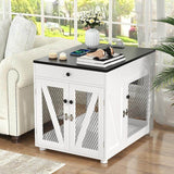 Furniture - Style Wooden Dog Crate End Table with USB Charging, Storage Drawer & Double Latch â For Medium Dogs up to 40 lbs - Marcapon
