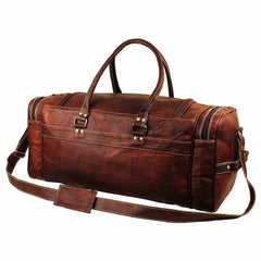 Traveler Weekender Duffle | Genuine Goat Leather Rustic Travel Bag