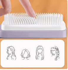 Girlies Self-Cleaning Hair Brush | Detangling Bristles & Scalp Massage for All Hair Types