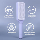 Girlies Self-Cleaning Hair Brush | Detangling Bristles & Scalp Massage for All Hair Types