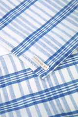 Coco Plaid Table Runner in Natural Indigo