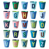 Melamine Cup - Medium with Alphabet in Bluish Colors | Letter D