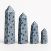Serene Spotted Blue Quartzite Tower – Sky Blue Crystal Obelisk (Sold Individually or as Bundle)