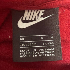 Nike Girls Glitter Logo Red Long Sleeve Sweatshirt Hoodie — Pre-Owned, Size 6X