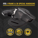 The Ultimate Leather Gun Holster | 3 Slot Pancake Style Belt Holster | Handmade in the USA! | J-Frame & 38 special - Lifetime Warranty