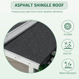 Weatherproof Outdoor Cat House with Porch & Escape Door - Feral Cat Shelter with Plant Stand | Dark Grey/White Wood Construction - Marcapon