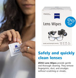 ZEISS Pre-Moistened Lens Cleaning Wipes – Anti-Fog, Streak-Free, Safe for Coated Glasses & Screens – 80 to 600 Count