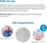 ZEISS Pre-Moistened Lens Cleaning Wipes – Anti-Fog, Streak-Free, Safe for Coated Glasses & Screens – 80 to 600 Count