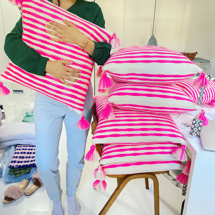 Antigua Pillow - Neon Pink and Yellow