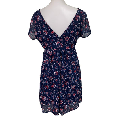 Old Navy Womens Fit & Flare Dress — Pre-Owned, Size Medium (Navy Blue Floral)