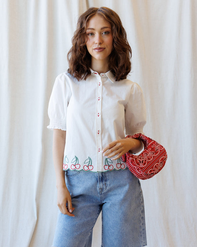 Cherry Cute Cotton Embroidered Shirt