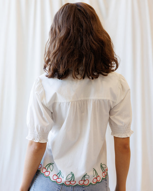 Cherry Cute Cotton Embroidered Shirt