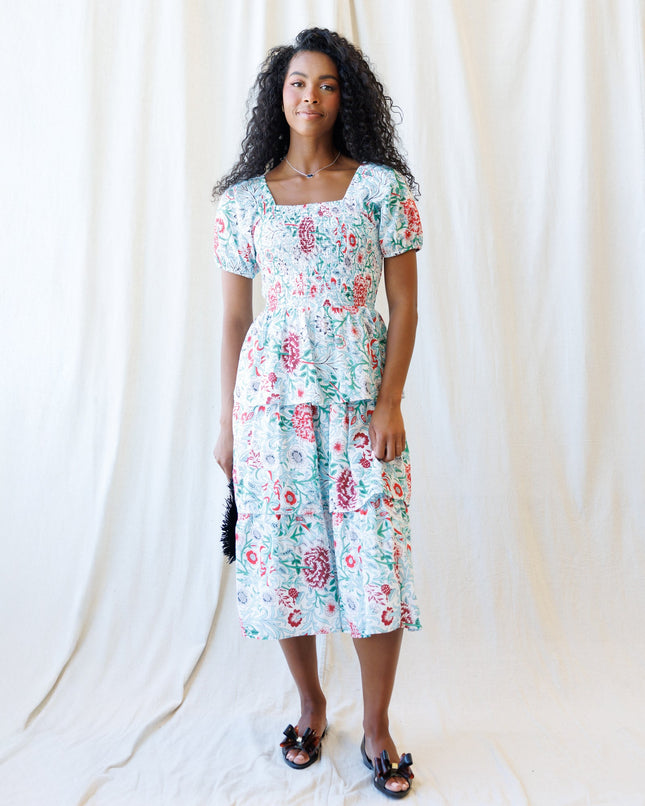 Complimentary Colors Cotton Floral Midi Dress