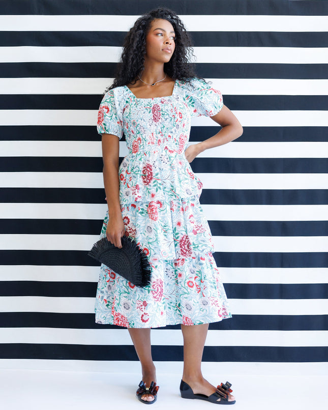 Complimentary Colors Cotton Floral Midi Dress