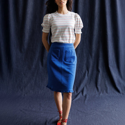 Tres Belle Striped Puff-Sleeve Top