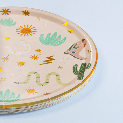 Western Cowboy Paper Plates — 12-Pack