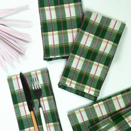 San Andres Gingham Forest & White Napkins