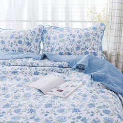 Kasentex 100% Cotton Summer Ultra Soft Floral Design 3 Piece Reversible Bedding Set, Room Decor, Graduation Gifts