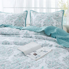 Kasentex 100% Cotton Summer Ultra Soft Floral Design 3 Piece Reversible Bedding Set, Room Decor, Graduation Gifts