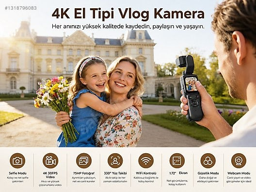 4K Vlog Camera with 330° AI Tracking & Selfie Lens