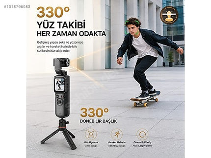 4K Vlog Camera with 330° AI Tracking & Selfie Lens