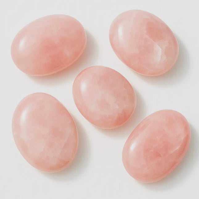 5 lb Rose Quartz Palm Stone Bulk Lot – Handpicked Polished Stones