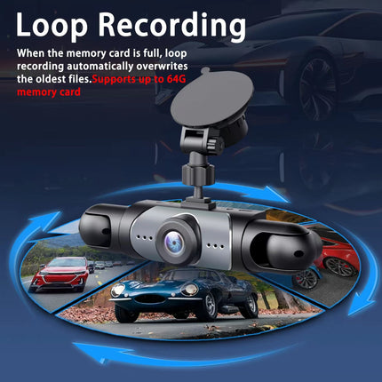 FullScope 4-Way Dash Cam | 1080P Full HD 360° Coverage with Night Vision & 64GB SD Card