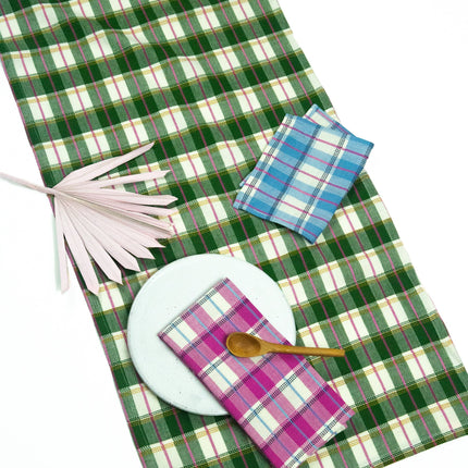 San Andres Gingham Forest & White Table Runner