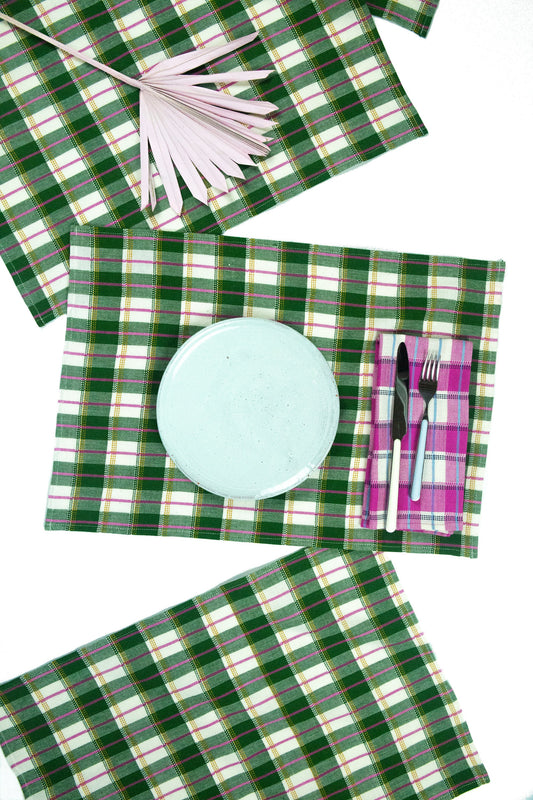 San Andres Gingham Forest & Ivory Placemat