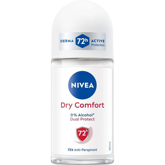 NIVEA Dry Comfort 72h Anti-Perspirant Roll-On 50ml – Dual Protect Formula & 0% Alcohol