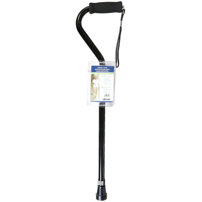 Drive Medical™ Offset Handle Walking Cane – Black with Foam Grip