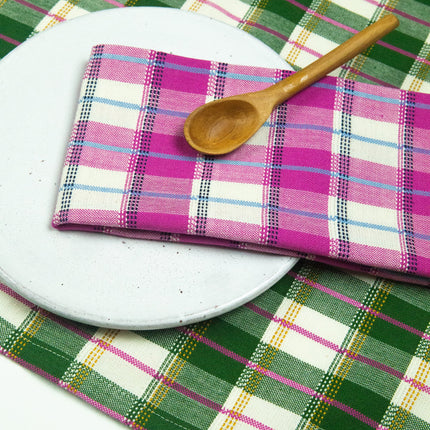 San Andres Gingham Forest & White Table Runner