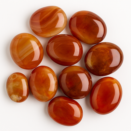 5 LB Carnelian Agate Palm Stone / Worry Stone Lot – Polished Assortment (No Selection)
