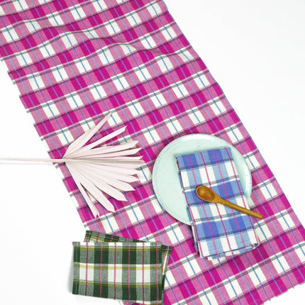 San Andres Gingham Pink & White Table Runner