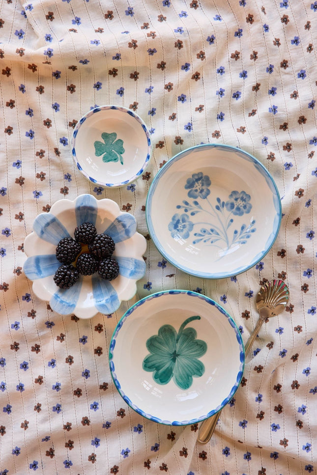 Rice By Rice Ceramic Bowl with Hand Painted Good Luck Clover — 11.8 oz