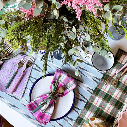 Chiapas Plaid Lilac Cocktail Napkins Set of 4