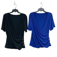 Lot of 2 Shein Curve Ribbed Deep V-Neck Faux Wrap Tops — Pre-Owned, Size 1X