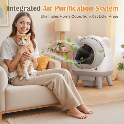 Smart Self-Cleaning Automatic Cat Litter Box with App Control & Health Tracking