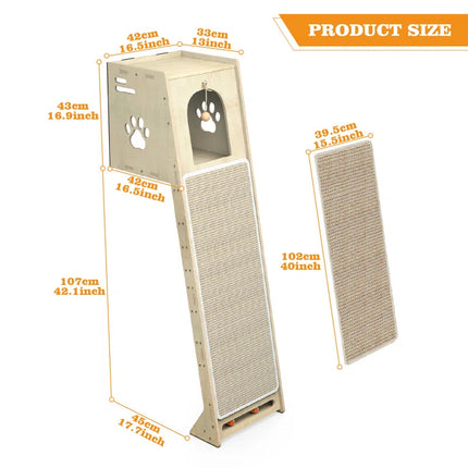 Luxury Wall-Mounted Cat Climbing Tower with Scratching Mat & Perch – Max & Rex Approved