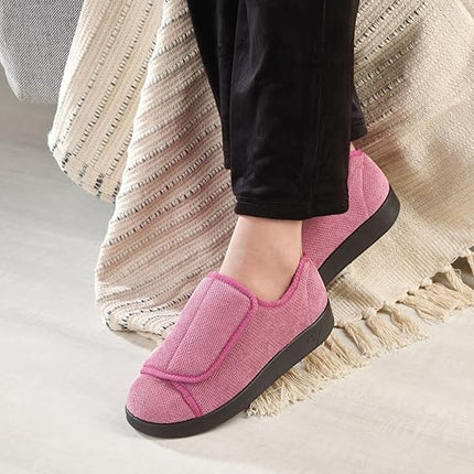 Silverts Women's Double-Extra Wide Easy Closure Slipper for Seniors — Wine, Size 11